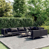 vidaXL 7-delige Loungeset met kussens poly rattan donkergrijs
