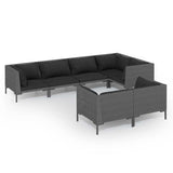 vidaXL 7-delige Loungeset met kussens poly rattan donkergrijs
