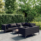 vidaXL 7-delige Loungeset met kussens poly rattan donkergrijs
