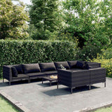 vidaXL 7-delige Loungeset met kussens poly rattan donkergrijs
