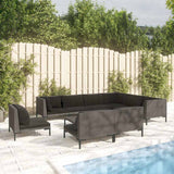 vidaXL 8-delige Loungeset met kussens poly rattan donkergrijs