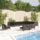 vidaXL 8-delige Loungeset met kussens poly rattan donkergrijs