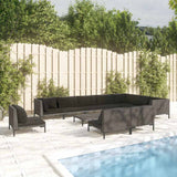 vidaXL 8-delige Loungeset met kussens poly rattan donkergrijs