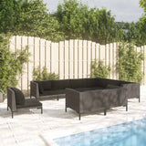 vidaXL 8-delige Loungeset met kussens poly rattan donkergrijs