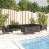 vidaXL 8-delige Loungeset met kussens poly rattan donkergrijs