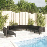 vidaXL 8-delige Loungeset met kussens poly rattan donkergrijs