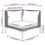 vidaXL 8-delige Loungeset met kussens poly rattan donkergrijs