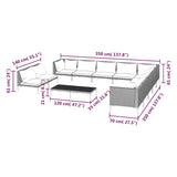 vidaXL 8-delige Loungeset met kussens poly rattan donkergrijs
