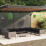 vidaXL 8-delige Loungeset met kussens poly rattan donkergrijs