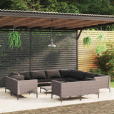 vidaXL 8-delige Loungeset met kussens poly rattan donkergrijs