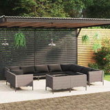 vidaXL 8-delige Loungeset met kussens poly rattan donkergrijs