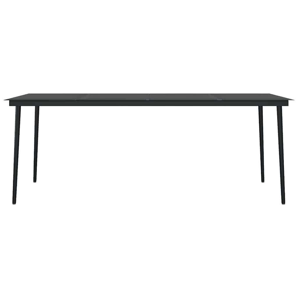 vidaXL Tuintafel 200x100x74 cm staal en glas zwart