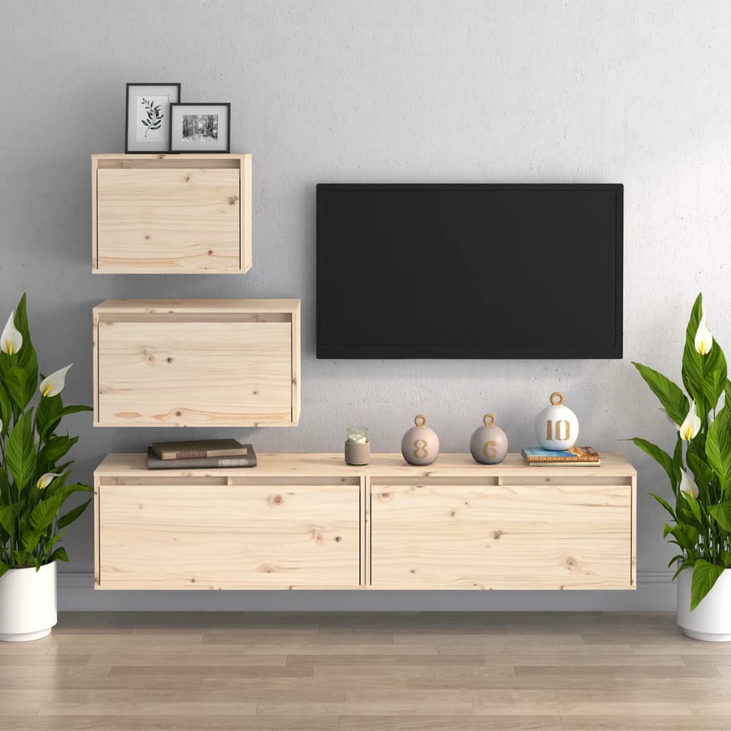 vidaXL TV Cabinets 4 pcs solid pine wood white