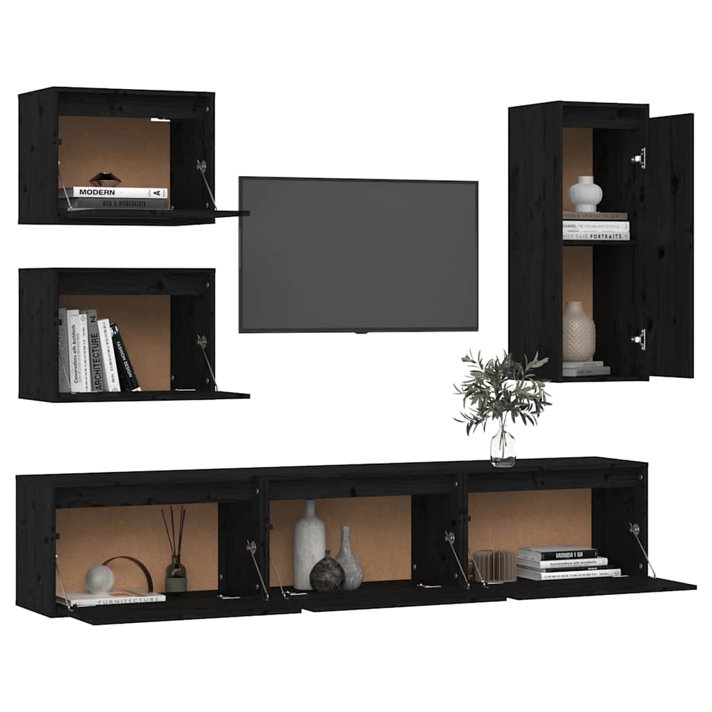 vidaXL Tv-meubelen 6 st massief grenenhout wit