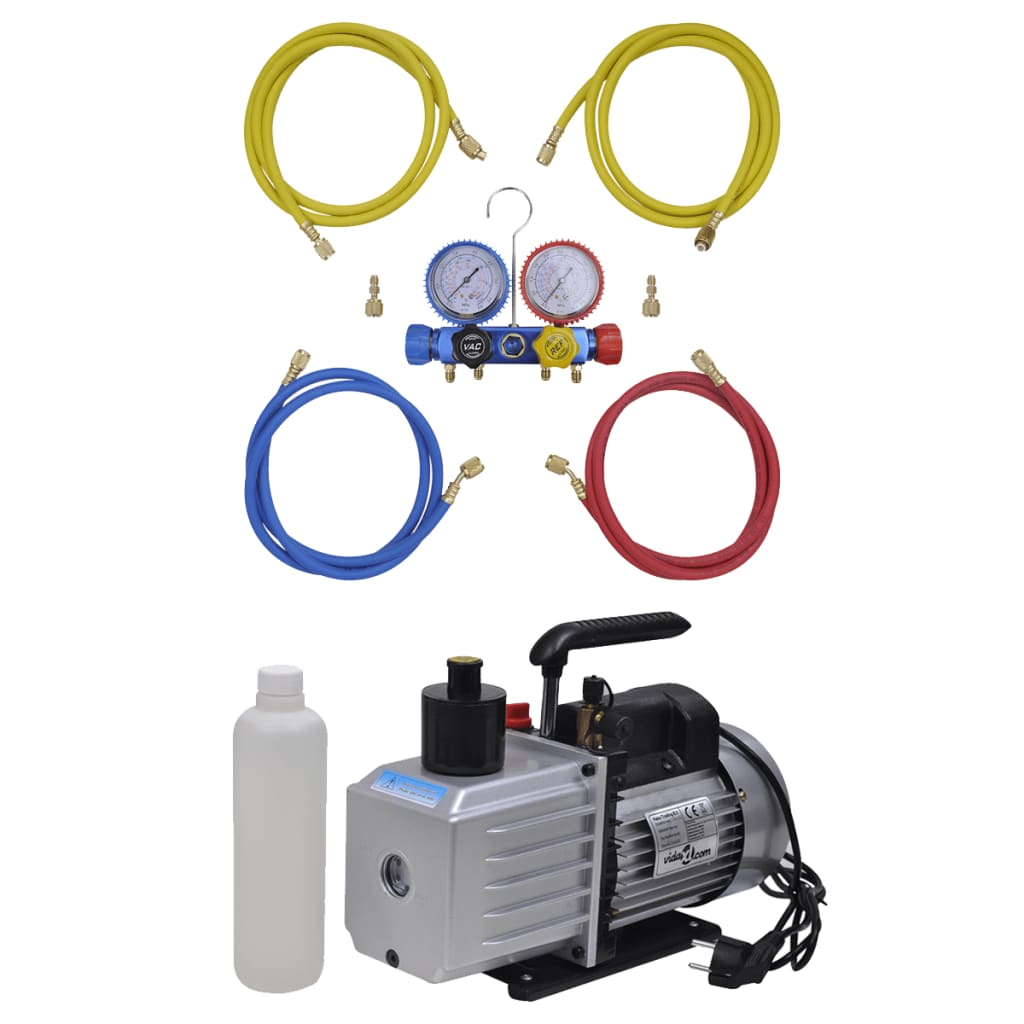 vidaXL Vacuum Pump 50 L/min with 2-Gauge Manifold Set