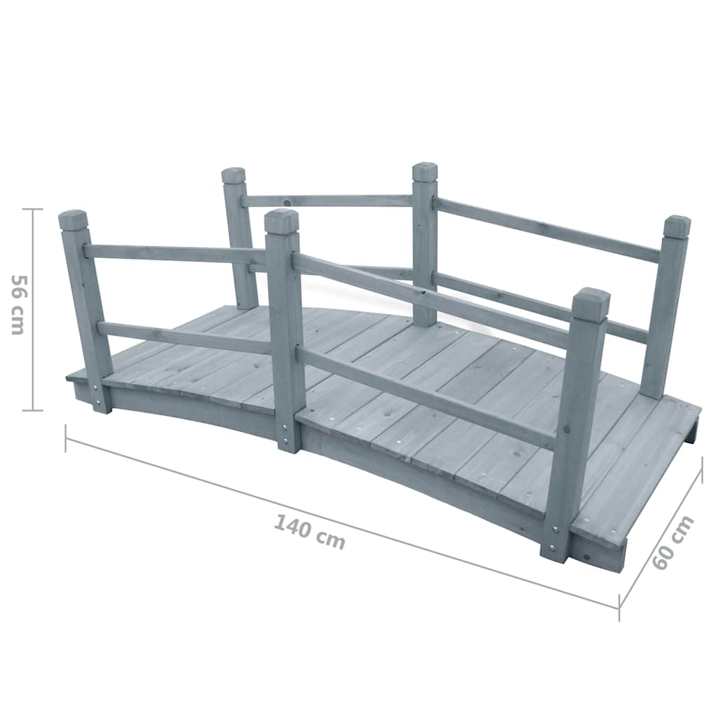 vidaXL Tuinbrug 140x60x56 cm massief vurenhout grijs