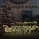 vidaXL Kerstdecoratie rendieren en slee 60 LED's goudkleurig