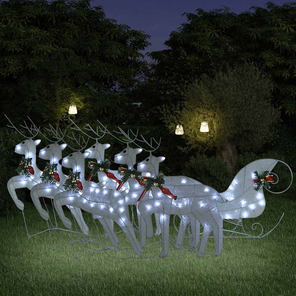 vidaXL Kerstdecoratie rendieren en slee 60 LED's goudkleurig