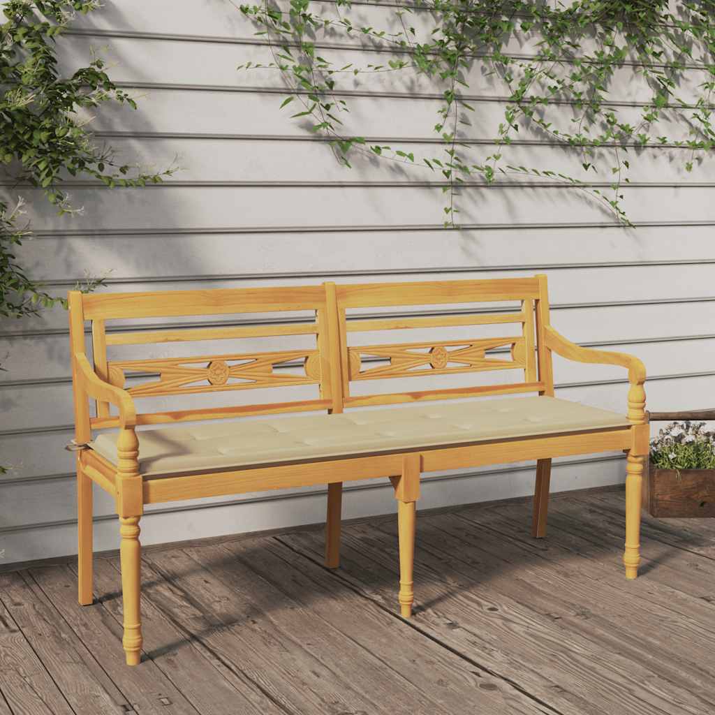 vidaXL Bank Batavia met antracietkleurig kussen 120 cm teakhout