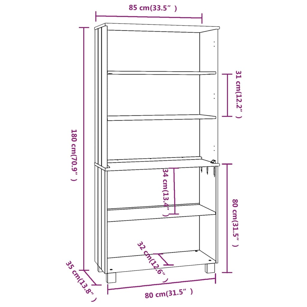 vidaXL Tall cabinet HAMAR solid pine honey brown