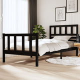 vidaXL Bedframe massief hout zwart 75x190 cm
