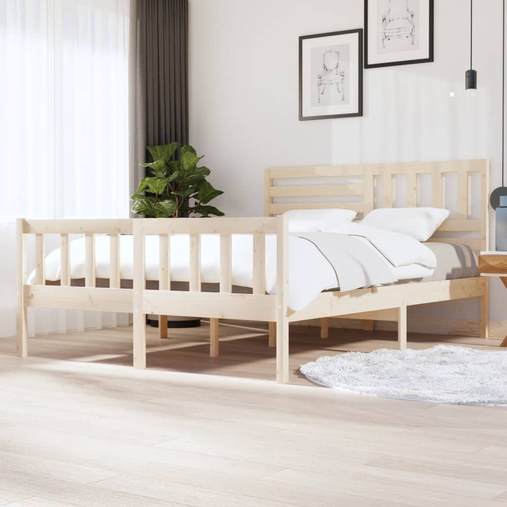 vidaXL Bedframe massief hout zwart 75x190 cm
