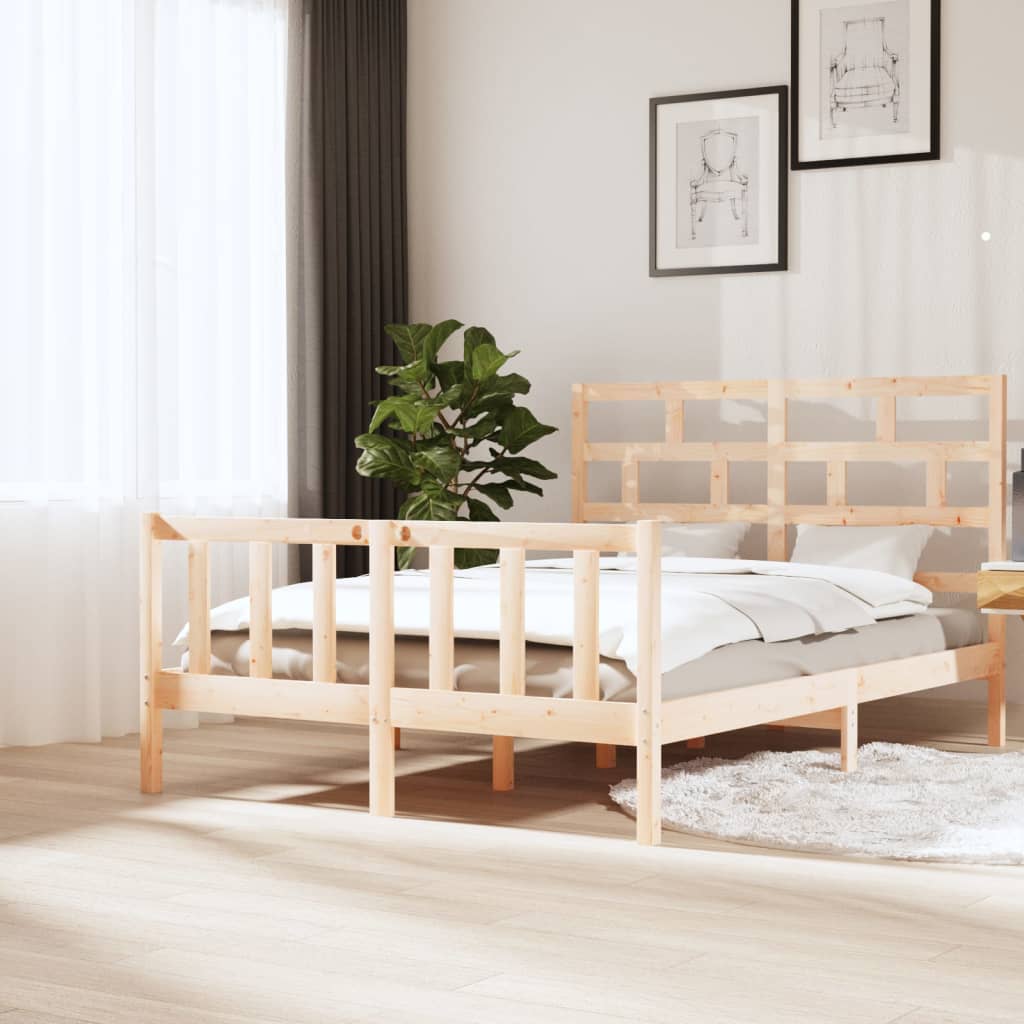 vidaXL Bed Frame Solid Pine Wood Black 75x190 cm