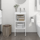 vidaXL Washbasin Frame with Integrated Sink Iron White