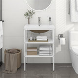 vidaXL Washbasin Frame with Integrated Sink Iron White