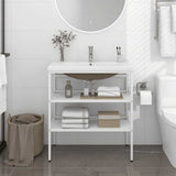 vidaXL Washbasin Frame with Integrated Sink Iron White