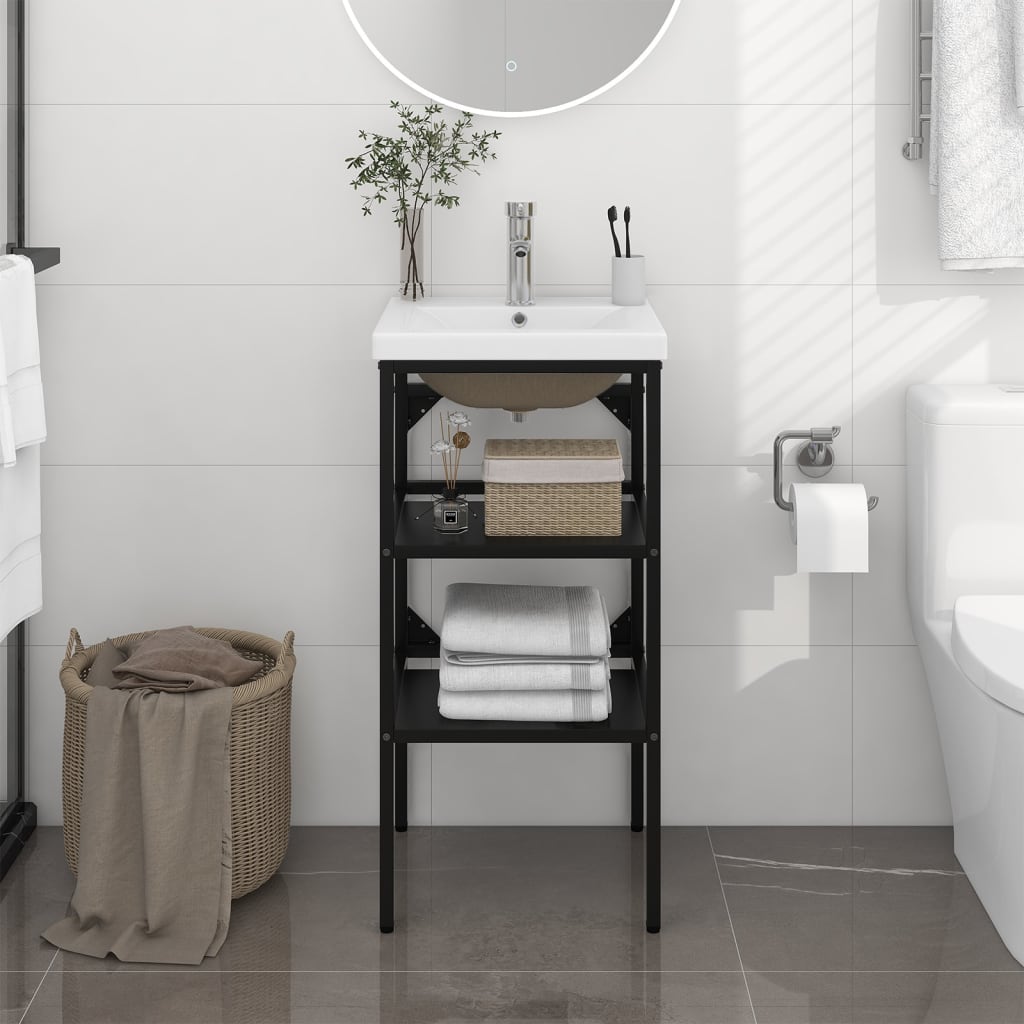 vidaXL Washbasin Frame with Integrated Sink Iron White