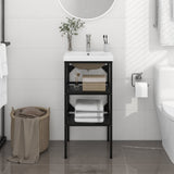 vidaXL Washbasin Frame with Integrated Sink Iron White