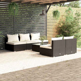 vidaXL 5-delige Loungeset met kussens poly rattan bruin