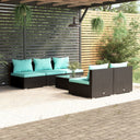vidaXL 5-delige Loungeset met kussens poly rattan bruin