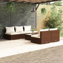 vidaXL 5-delige Loungeset met kussens poly rattan bruin