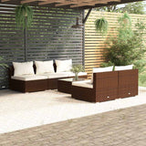 vidaXL 5-delige Loungeset met kussens poly rattan bruin