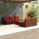 vidaXL 5-delige Loungeset met kussens poly rattan bruin