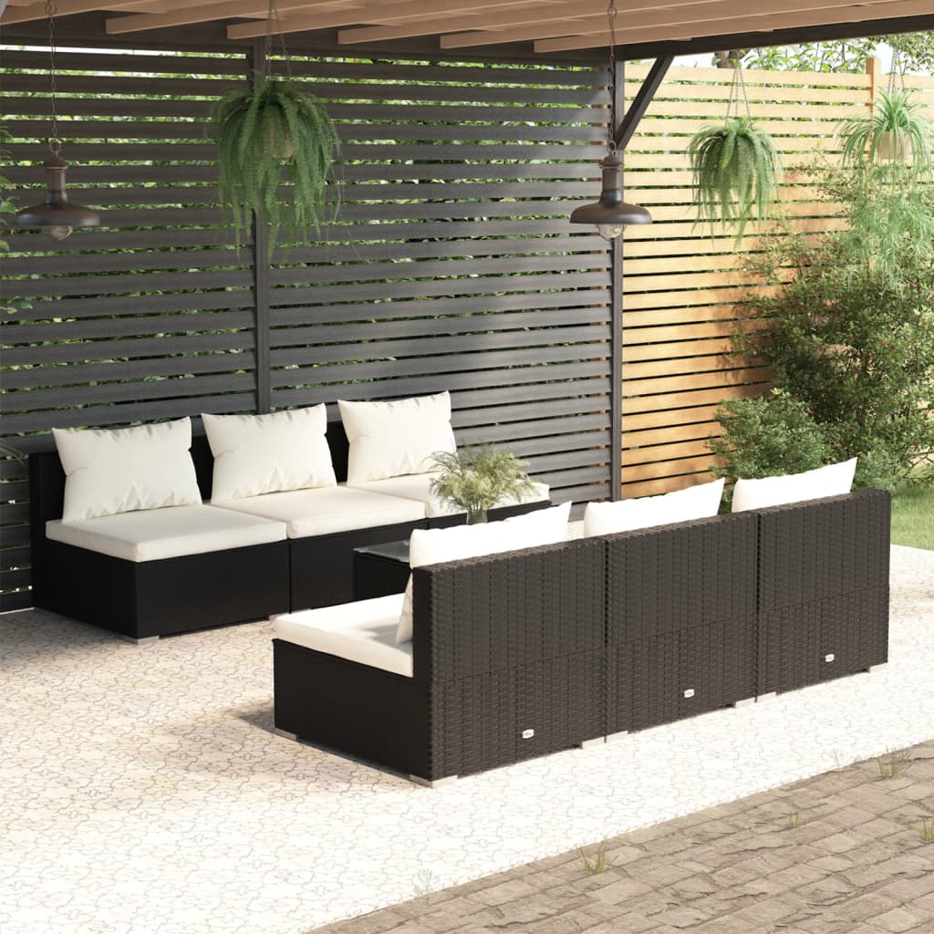 vidaXL 5-delige Loungeset met kussens poly rattan bruin