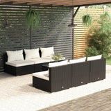 vidaXL 5-delige Loungeset met kussens poly rattan bruin