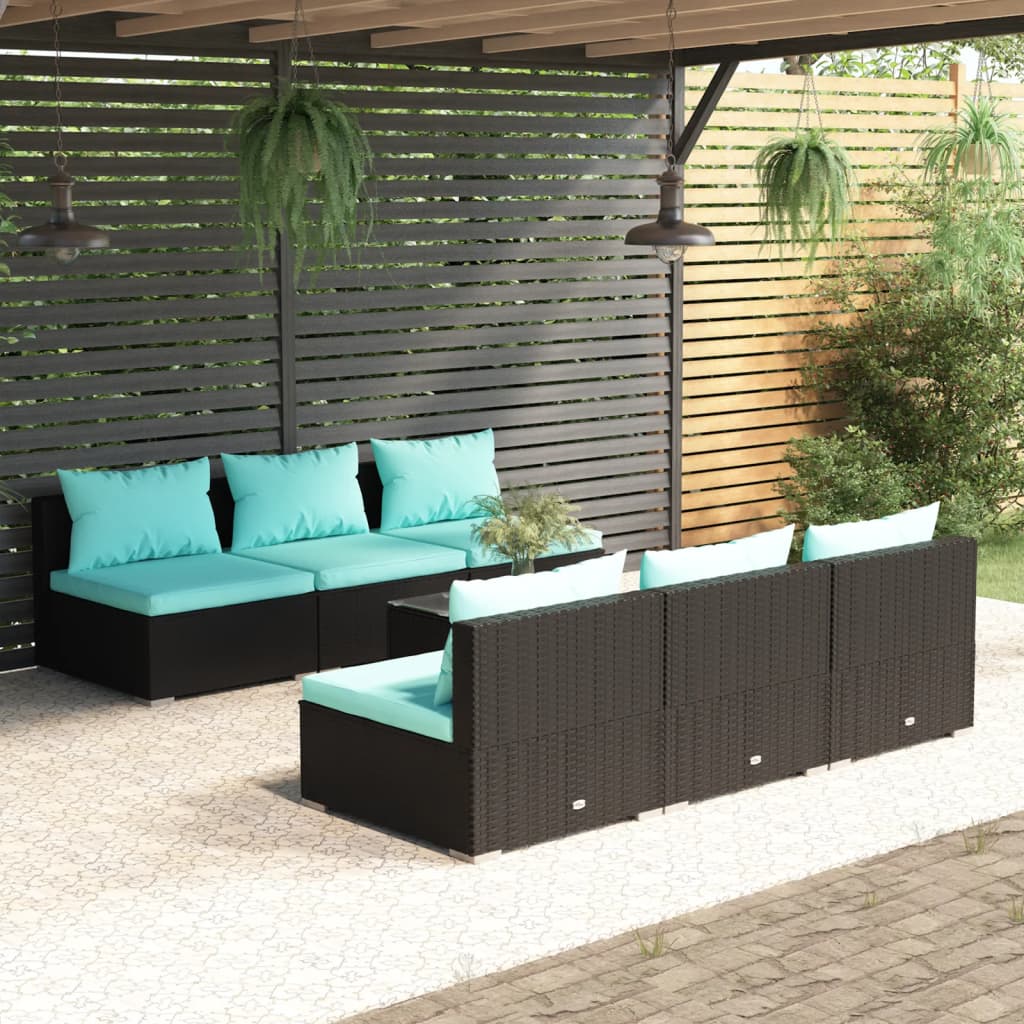 vidaXL 5-delige Loungeset met kussens poly rattan bruin