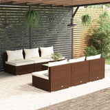 vidaXL 5-delige Loungeset met kussens poly rattan bruin