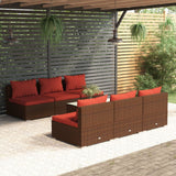 vidaXL 5-delige Loungeset met kussens poly rattan bruin