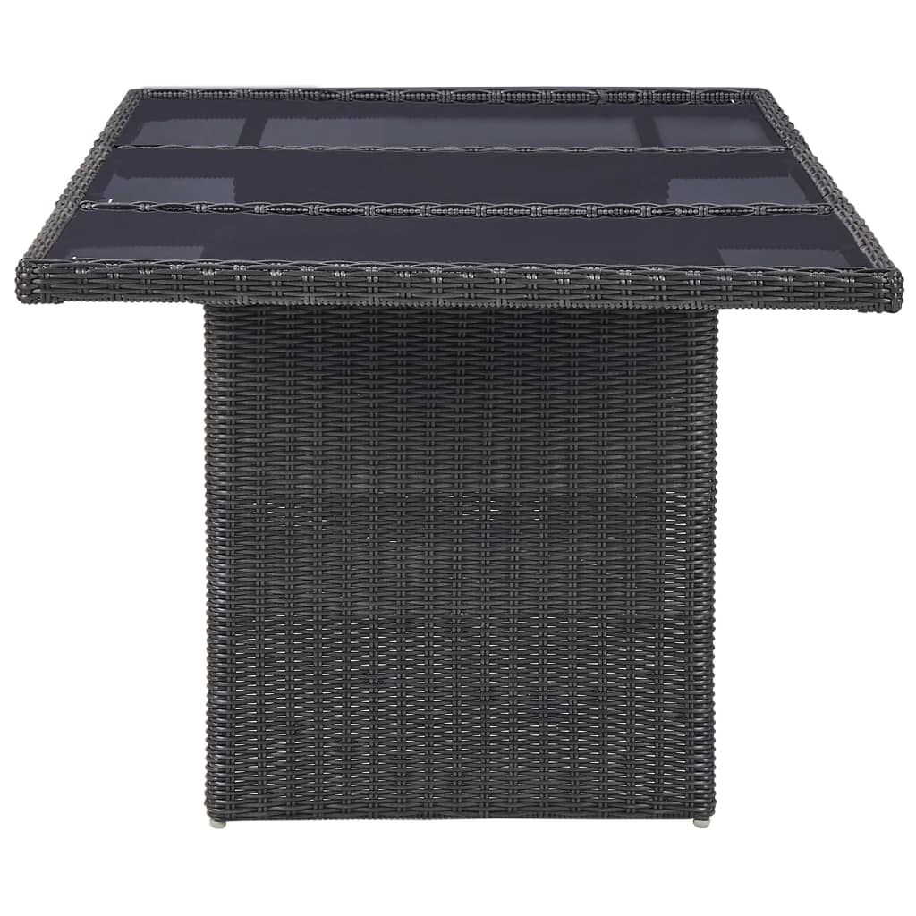 vidaXL Tuintafel 200x100x74 cm glas en poly rattan bruin