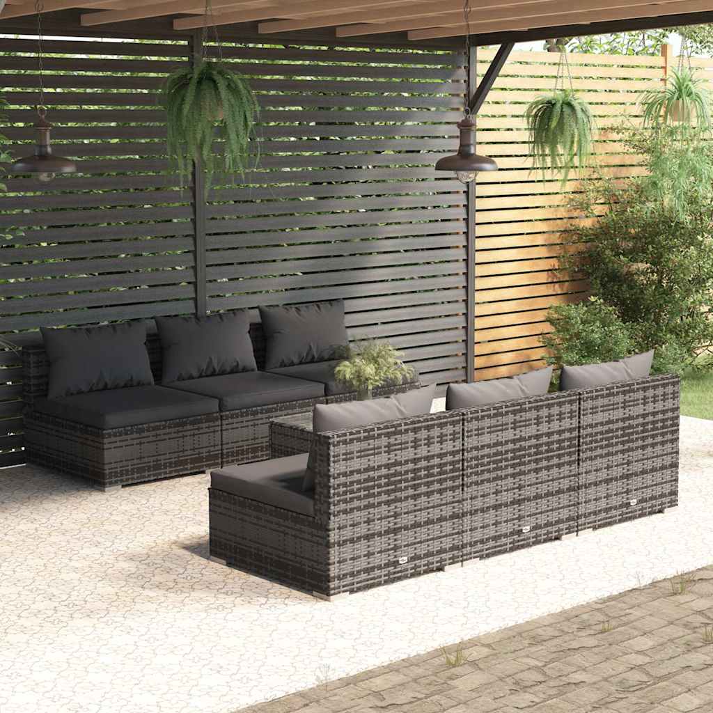 vidaXL 5-delige Loungeset met kussens poly rattan bruin
