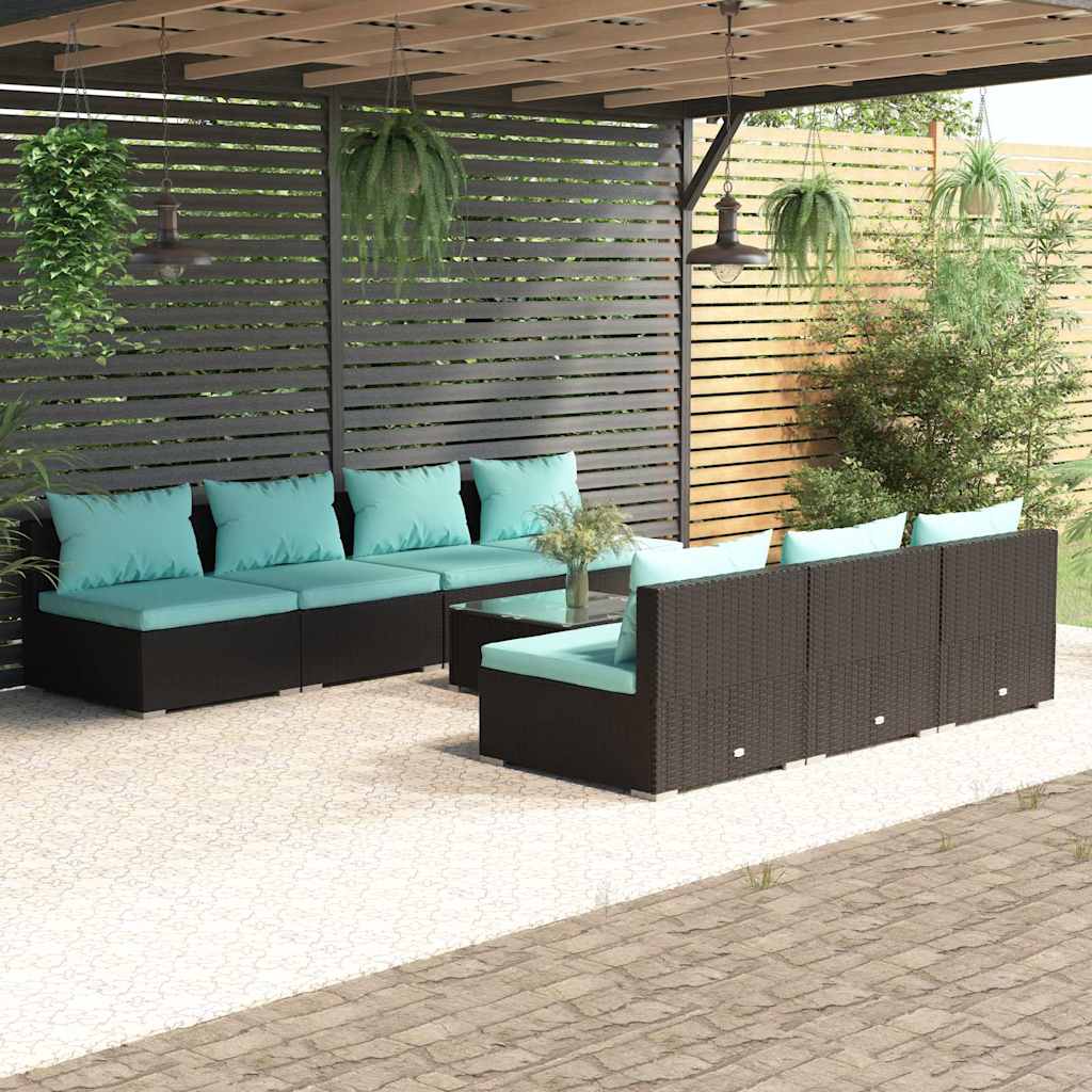 vidaXL 5-delige Loungeset met kussens poly rattan bruin