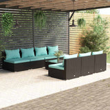 vidaXL 5-delige Loungeset met kussens poly rattan bruin