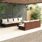 vidaXL 5-delige Loungeset met kussens poly rattan bruin