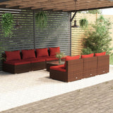 vidaXL 5-delige Loungeset met kussens poly rattan bruin