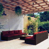 vidaXL 5-delige Loungeset met kussens poly rattan bruin