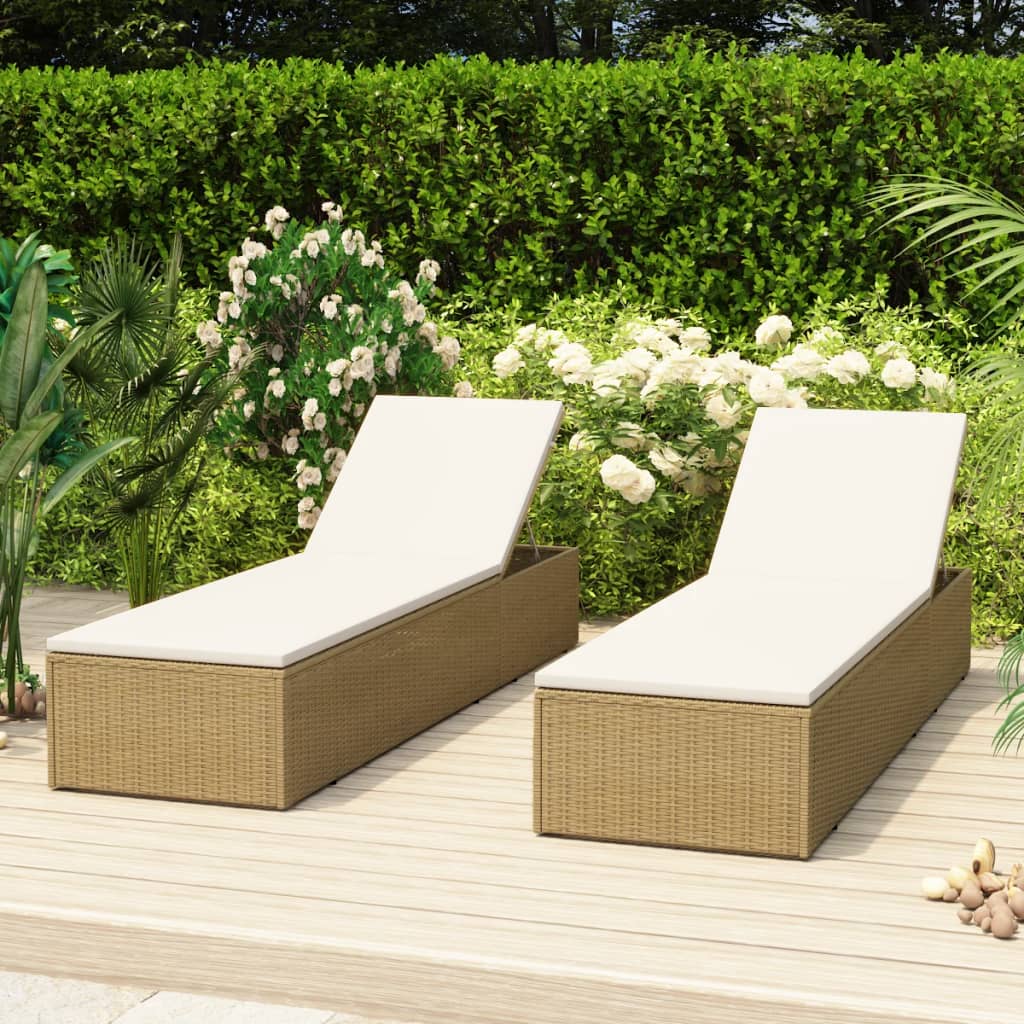 vidaXL Sun Lounger poly rattan brown and dark grey